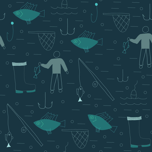 Seamless pattern with fishing elements. - Vektor, kép
