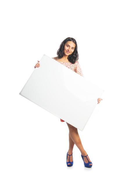 Cute woman with empty board - Fotografie, Obrázek