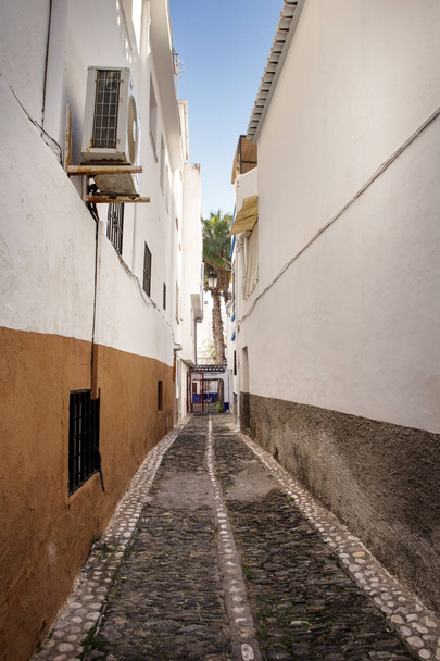 street and houses of old town in almunecar province of Granada in spain - Photo, Image