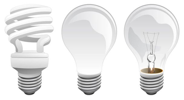 LED and Incandescent Light Bulbs Vector Illustration - Vector, Image