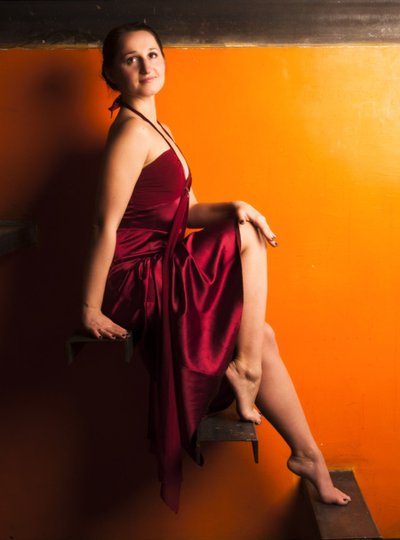 pretty woman in red dress - Fotó, kép