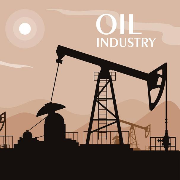 olaj ipar jelenet derrick - Vektor, kép