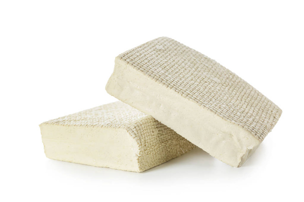 Tasty tofu cheese on white background - Photo, Image