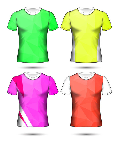  t-shirt sjablonen abstracte geometrische collectie van verschillende kleuren polygonaal mozaïek  - Vector, afbeelding