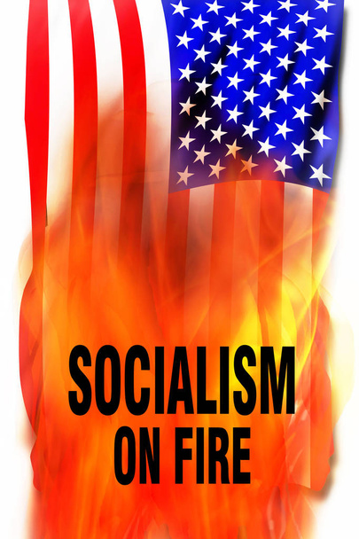 Socialismo in fiamme con la bandiera americana
. - Foto, immagini