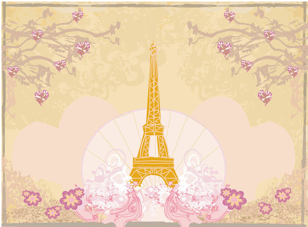 Vintage retro Eiffel tower abstract card - Διάνυσμα, εικόνα