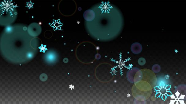 Christmas  Vector Background with Blue Falling Snowflakes Isolated on Transparent Background. Realistic Snow Sparkle Pattern. Snowfall Overlay Print. Winter Sky. Design for Party Invitation. - Vetor, Imagem