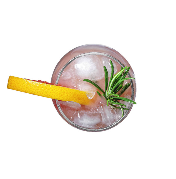 Cocktail met rozemarijn en grapefruit. Bovenaanzicht, close-up - Foto, afbeelding