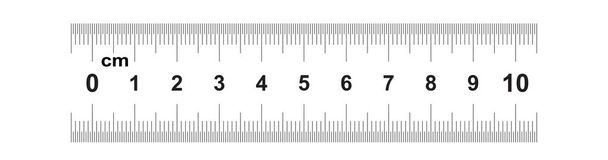 Dwustronna miarki 10 centymetr lub 100 mm. wartość podziału 0,5 mm. Długość precyzyjne urządzenie pomiarowe. Kalibracji siatki - Wektor, obraz