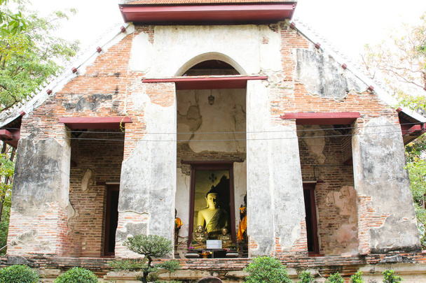 Wat Mae Nang Pleum, Stara Świątynia w Ayutthaya, Tajlandia. - Zdjęcie, obraz