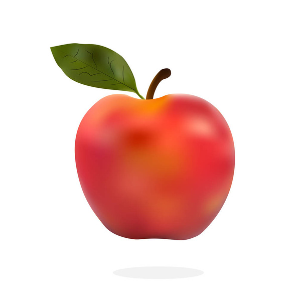 Red Apple with Green Leaves isolated on white background. Vector Illustration. - Vektor, Bild