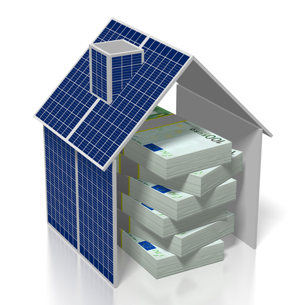 Dinheiro, conceito de painéis solares
 - Foto, Imagem
