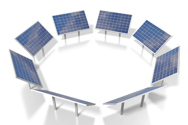 Sonnenkollektoren-Konzept - 3D-Illustration - Foto, Bild