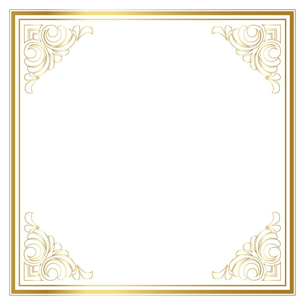 Vector trendige Designvorlage für Hochzeits- oder Geburtstagseinladungen, Broschüren, Poster oder Visitenkarten. Geometrisches Goldmuster. Goldener Retro-Rahmen im Art-Deco-Stil. - Vektor, Bild