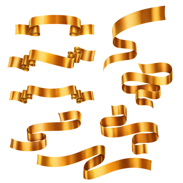 Set di nastri metallici dorati, collezione vettoriale di banner, EPS 10 contiene trasparenza
 - Vettoriali, immagini