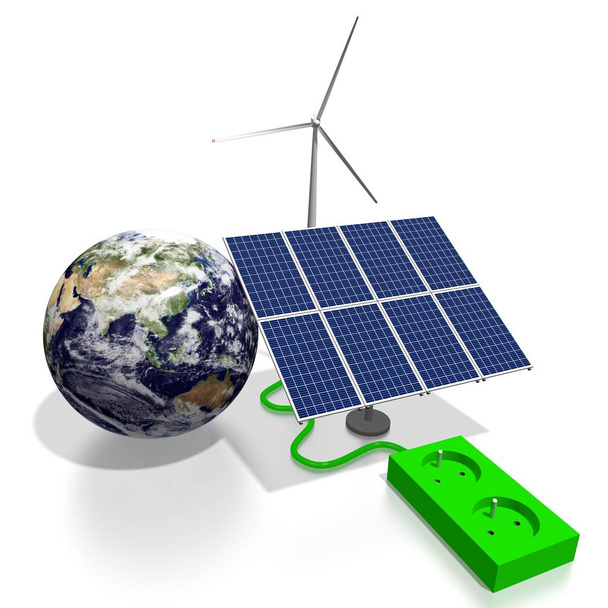 3D έννοιας ανανεώσιμες πηγές ενέργειας - Φωτογραφία, εικόνα