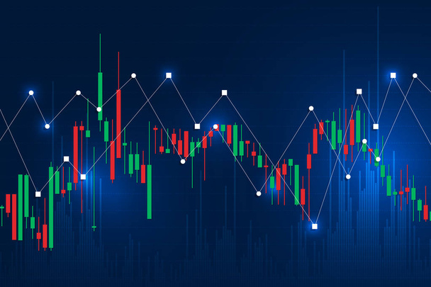 Candle stick graph-grafiek van de aandelenmarkt investeringen handel, beurs conceptontwerp en achtergrond. Vectorillustraties. - Vector, afbeelding