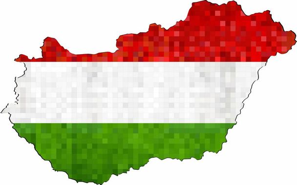 Grunge Ungheria mappa con bandiera all'interno - Illustrazione
  - Vettoriali, immagini