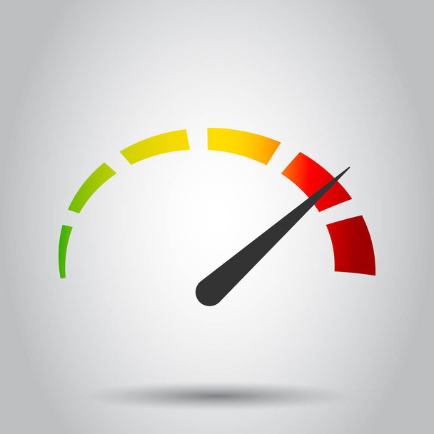 Meter dashboard icon in flat style. Credit score indicator level vector illustration on white background. Gauges with measure scale business concept. - Vector, Image