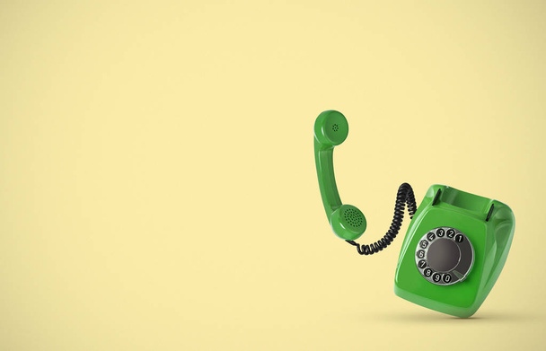 Vintage telephone on colored background - Foto, afbeelding