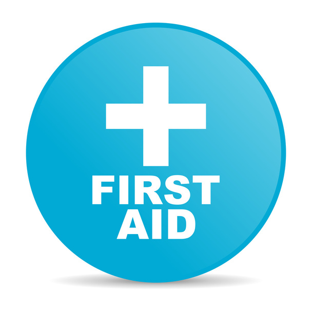 first aid blue circle web glossy icon - 写真・画像