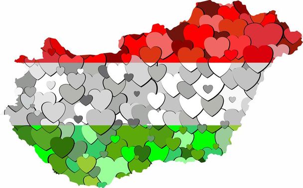 Hongrie carte de fond fait de coeurs - Illustration
 - Vecteur, image