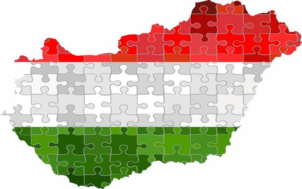 Hongarije kaart gemaakt van puzzel achtergrond - afbeelding - Vector, afbeelding