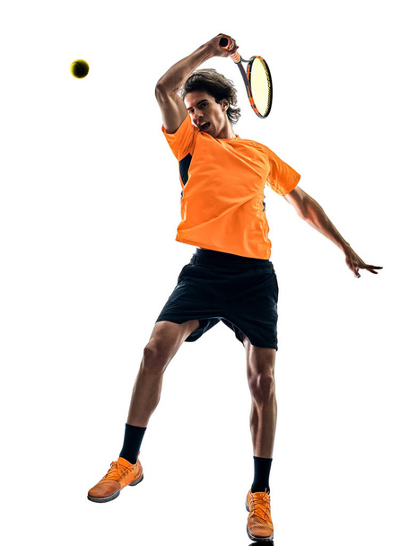 tennis player man silhouette isolated white background - Zdjęcie, obraz