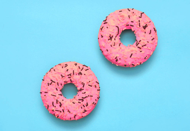 Delicious donut on colorful background.  - Photo, image