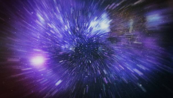 Patlayan ve movemen genişletilmesi. Solucan deliği yıldızlararası yolculuk galaksiler ve yıldızlar ile mavi bir güç alanı ile döngü animasyon - Fotoğraf, Görsel