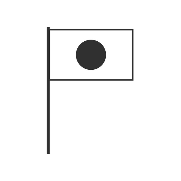 Icona della bandiera giapponese o bengalese dal design piatto con contorno nero. Giorno di indipendenza o concetto di festa nazionale. - Vettoriali, immagini