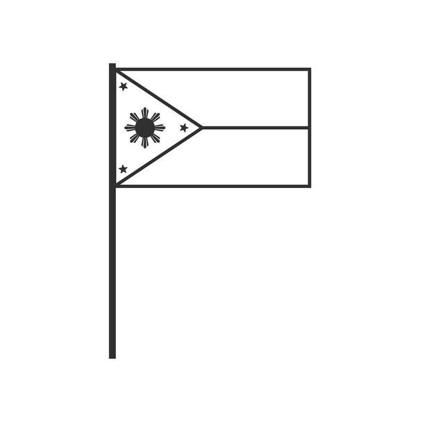 Icône du drapeau des Philippines en contour noir design plat. Fête de l'indépendance ou concept de fête nationale. - Vecteur, image