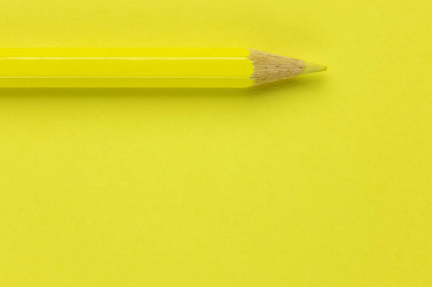 One yellow pencil on a yellow background ,beautiful monochromatic effect - 写真・画像