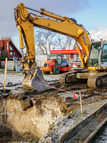 Hydraulic crawler excavator on a construction site - Photo, Image
