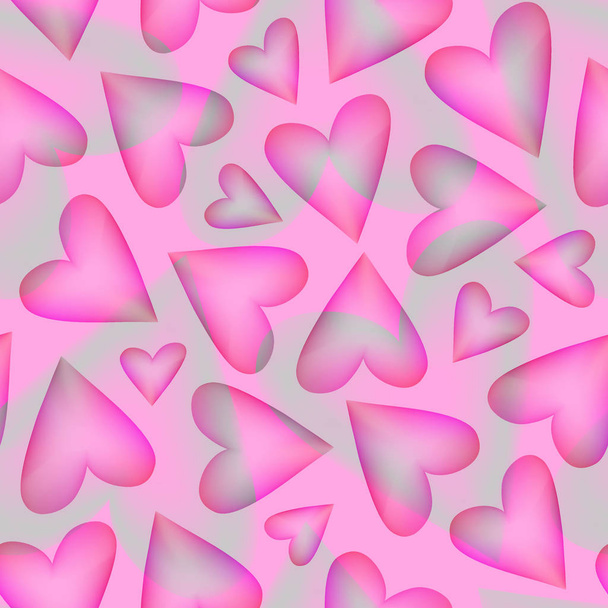 Romantische naadloze patroon met kleur transparant hart. - Vector, afbeelding