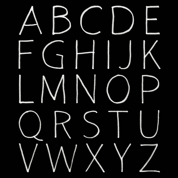 Handgetekende alfabet. Kalligrafie lettertype. Moderne brushpen belettering. Grunge stijl alfabet. - Foto, afbeelding