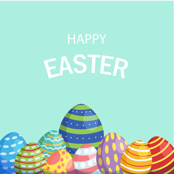 Happy Easter Card with eggs. Vector illustration - Vektori, kuva