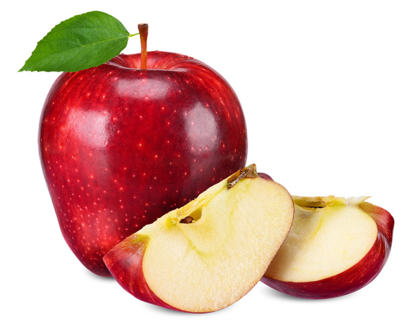 Κόκκινο μήλο και φέτα με άλμα απομονωμένες απόκομμα διαδρομή - Φωτογραφία, εικόνα
