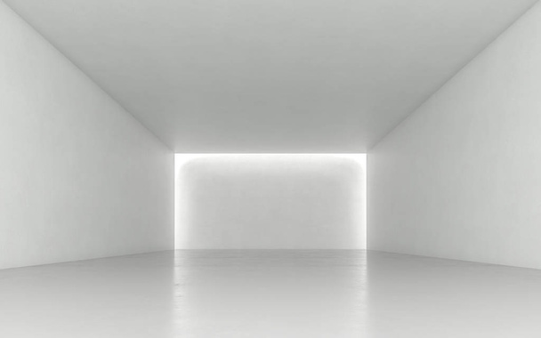 Пространственная внутренняя бетонная стена со светом. 3D рендеринг
 - Фото, изображение