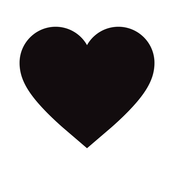 flaches schwarzes Herzsymbol isoliert auf weißem Hintergrund. Vektorillustration. - Vektor, Bild