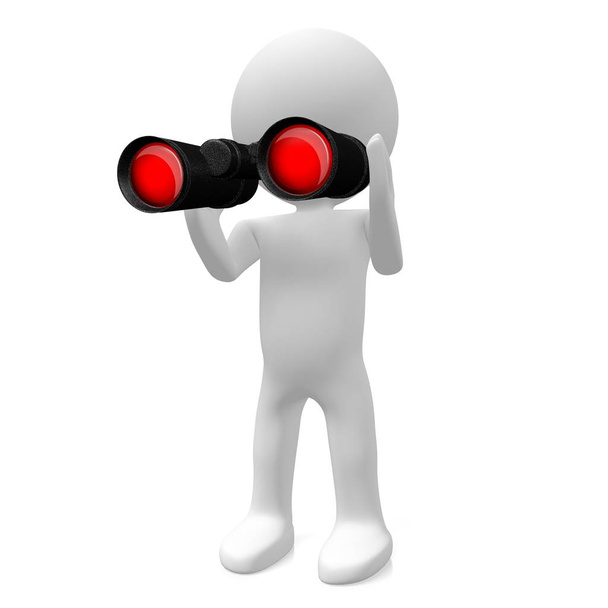 3D man holding binoculars - Photo, Image