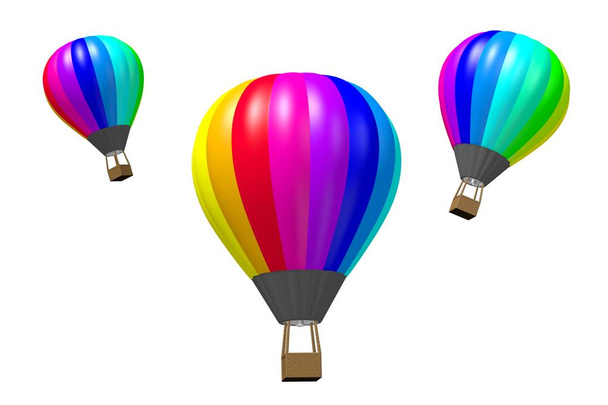 Balões de ar quente 3D - conceito de viagem
 - Foto, Imagem