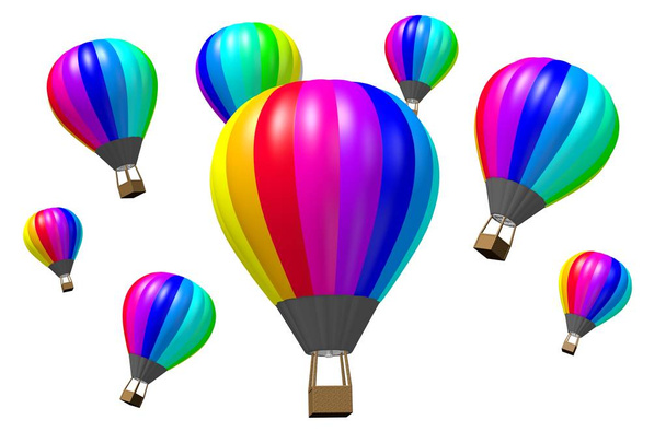 3D Heißluftballons - Reisekonzept - Foto, Bild