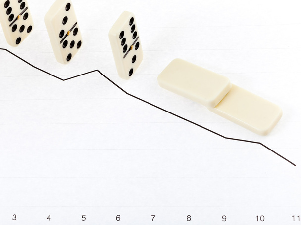 groggy domino and graph of decline results - Photo, Image