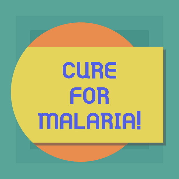 konzeptionelle Handschrift, die Heilmittel gegen Malaria zeigt. Geschäftsfoto, das wie ein primaquines Medikament gegen Malaria zur Vorbeugung verwendet wird, rechteckige Farbform mit Schatten, der aus einem Kreis kommt. - Foto, Bild