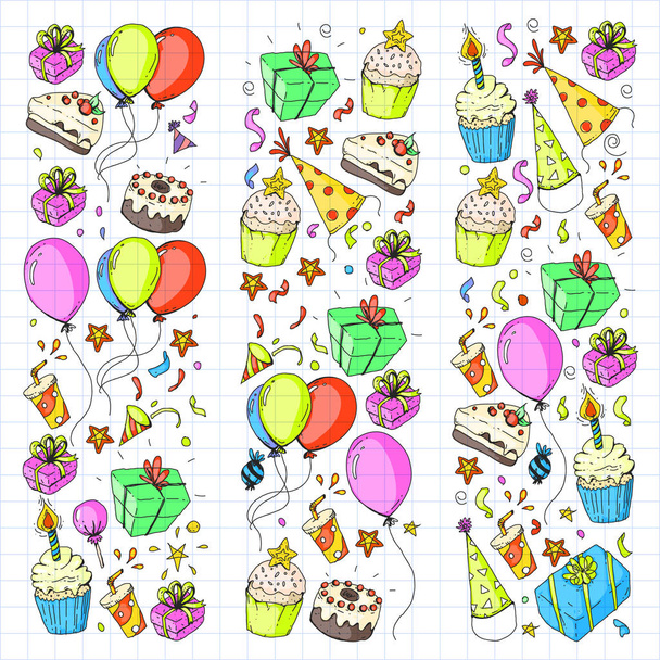 Birthday party. Pattern for invitations, banners, templates. - Vector, Image