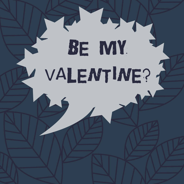 Text sign showing Be My Valentine. Conceptual photo Proposal to go on a date on February 14 roanalysistic feelings Blank Oval Color Speech Bubble with Stars as Outline photo Text Space. - Photo, Image