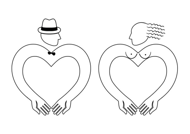 Άνδρας και γυναίκα εικονίδιο σε σχήμα καρδιάς. Κατάλληλο ως μια εικόνα για τις τουαλέτες και αποδυτήρια - Φωτογραφία, εικόνα