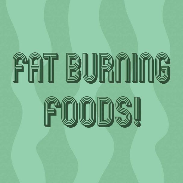 Handgeschreven tekst schrijven Fat Burning voedingsmiddelen. Concept, wat betekent dat bepaalde soorten voedsel verbranden calorieën als je hen verticale Curvy Strips abstracte vorm foto in naadloze terugkeerpatroon kauwen. - Foto, afbeelding