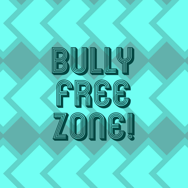 Kirjoitan viestiä, jossa lukee Bully Free Zone. Business photo showcasing Ole kunnioittava muita kiusaamista ei ole sallittua tässä Geometrinen tyhjä väri neliöt päällekkäisiä Saumaton Toista kuvio
. - Valokuva, kuva